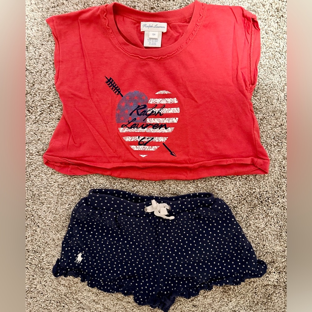 Ralph Lauren Matching set, crop top and shorts, Size 12 months